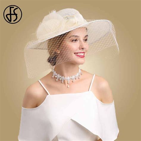 Fs Beige White Vintage Hats With Veil Sinamay Ladies Kentucky Derby
