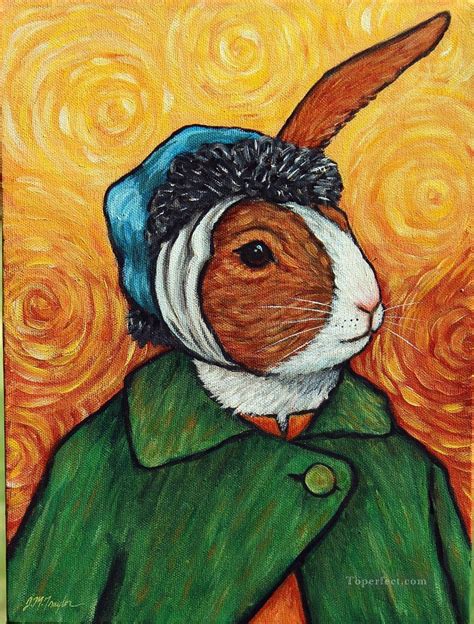 Rabbit Of Van Gogh Selfportrait Painting In Oil For Sale