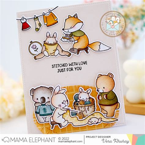 stamp highlight stitched with love mama elephant