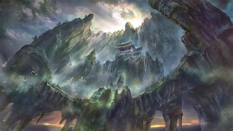 Wallpaper Landscape Painting Sky Mythology Terrain Tree