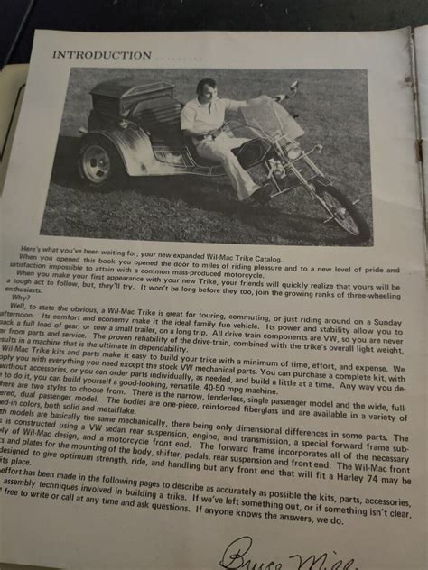 1977 Wil Mac Vw Trike Catalog W Price Sheet And Order Form Rare