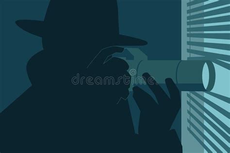 Silhouette Of Man In Fedora And Overcoat Stock Illustration