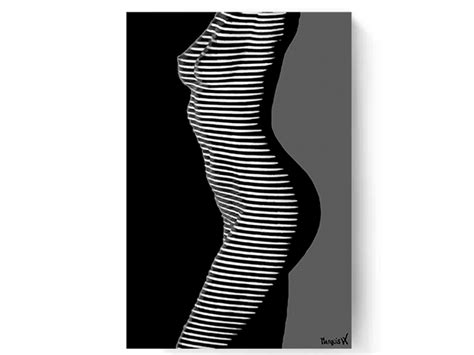 Black And Grey Stripped Zebra Woman On Canvas Marquis Leo Collection