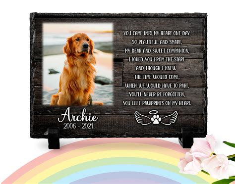 Dog Memorial Plaque Paw Print Rainbow Bridge Poem Pet Etsy Uk