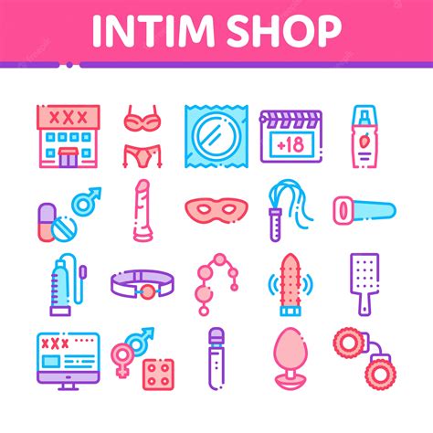 premium vector intim shop sex toys collection icons set
