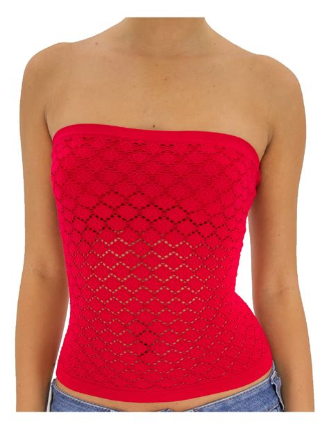 Td Womens Stretch Seamless Strapless Mid Tube Top