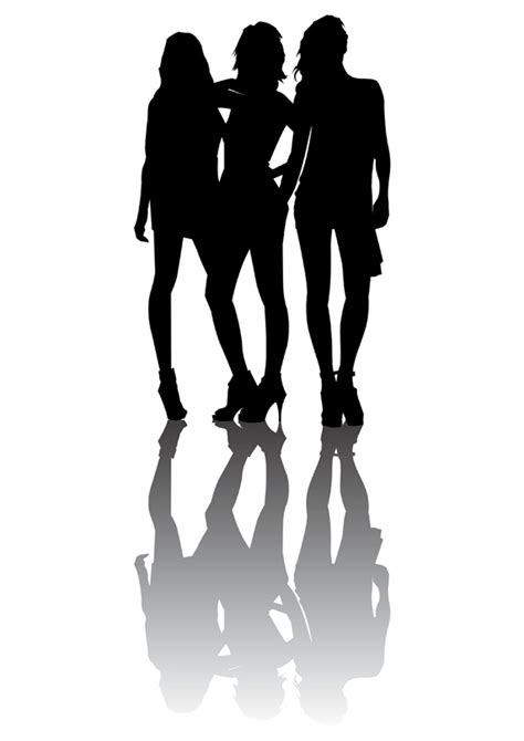 Silhouettes Of Three Women Stock Images