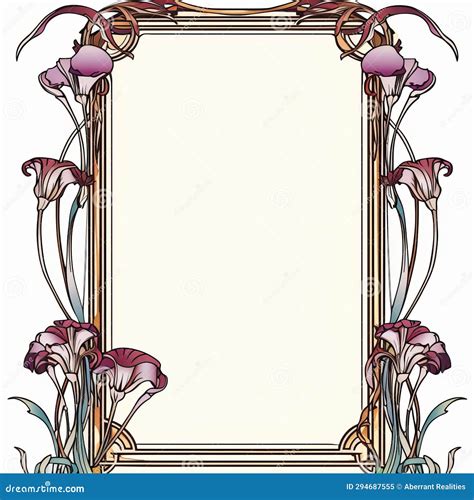 Art Nouveau Frame With Flowers Vector Price 1 Credit Usd 1 Stock