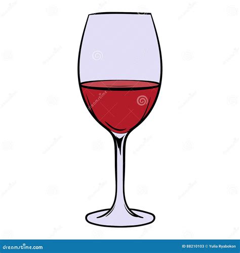 Red Wine In Glass Icon Cartoon Stock Vector Illustration Of Alcohol Menu 88210103