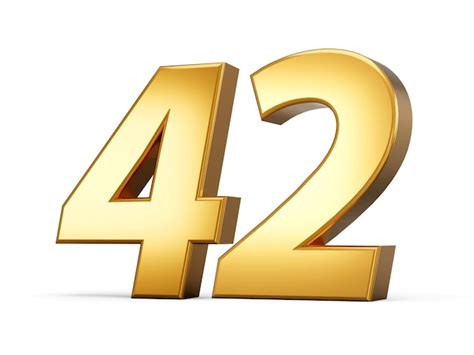 Premium Photo Golden Metallic Number 42 Forty Two White Background 3d
