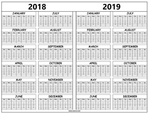 Lovely 2018 2019 Printable Calendar Free Printable Calendar Monthly