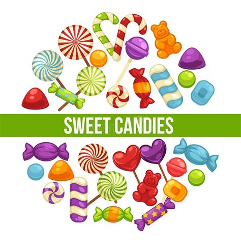 Candies And Caramel Sweets Poster For Confectionery Or Candy Shop