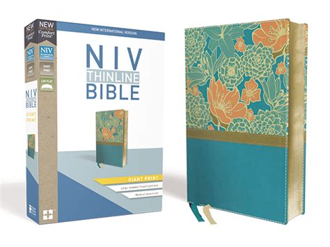 Niv Thinline Bible Giant Print Leathersoft Teal Red Letter