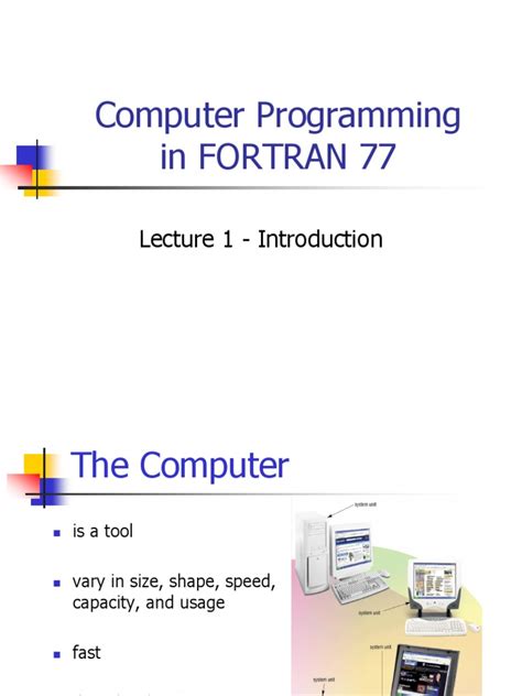 Computer Programming In Fortran 77 Lecture 1 Introduction Pdf