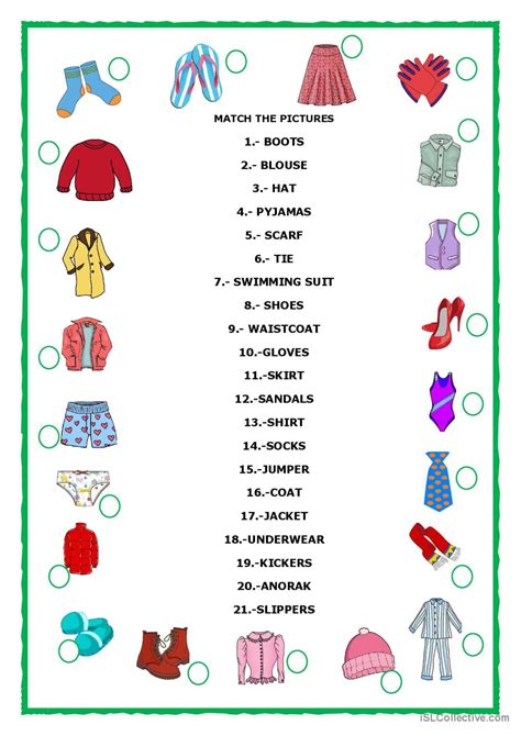 Vocabulary Clothes English Esl Worksheets Pdf And Doc