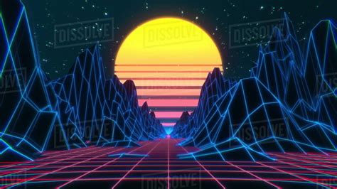 80s Retro Futuristic Sci Fi Background Retrowave Vj