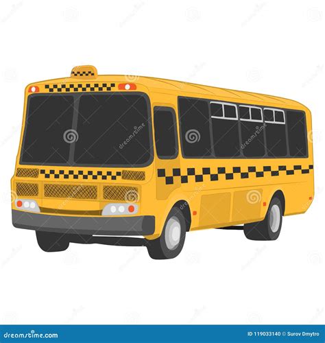Yellow Taxi Bus Vector Drawing Illustration Stock Illustration