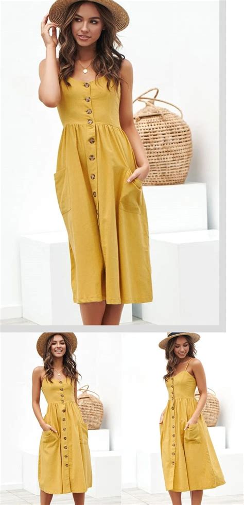 Mustard Yellow Sundress Pocket Love Yellow Dress Casual Sundress