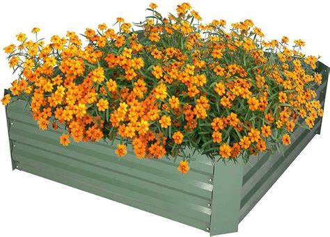 Raised Garden Bed Galvanized Flower Planter Outdoor Plant