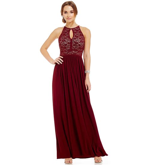 Sydney S Dress Morgan And Co Lace Bodice Keyhole Neck Gown In Wine Homecoming Dresses Dresses