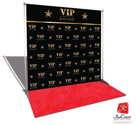 Vip Birthday Backdrop Black 8x8 — Red Carpet Runner And Red Carpet