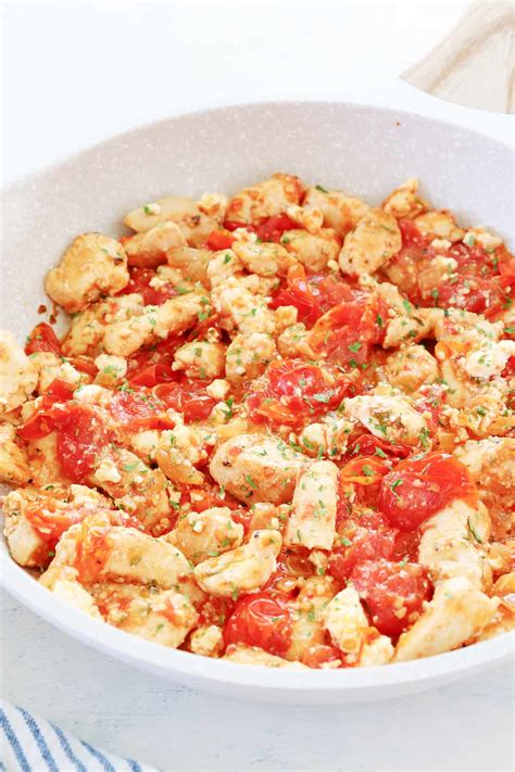 Chicken Skillet with Tomatoes and Feta - Crunchy Creamy Sweet