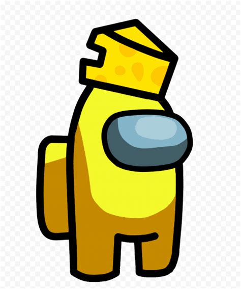 HD Yellow Among Us Character With Cheese Hat PNG Character Png Yellow