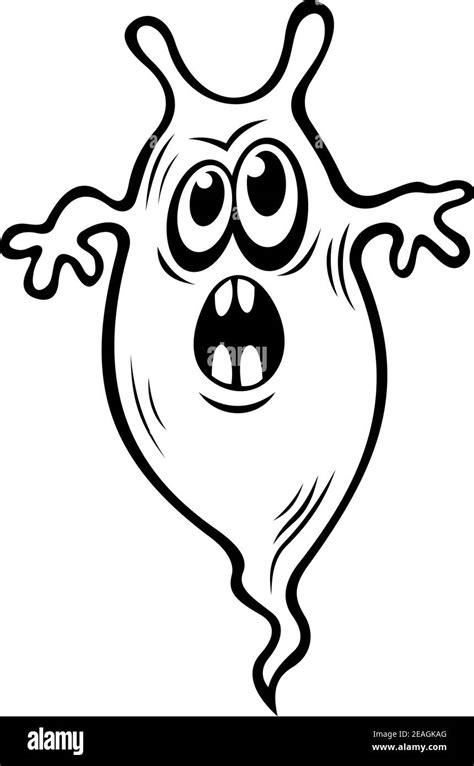 Scary Black And White Halloween Ghost Waving Its Arms And Yelling With