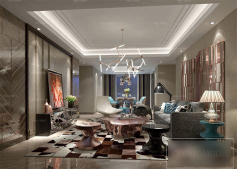 Interior Scene Of Luxury Living Room Modern Design 3d Model Max