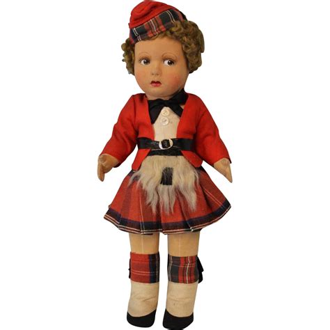 C1930 14 English Cloth Doll Alpha Farnell Scottish Lad In Red Scottish