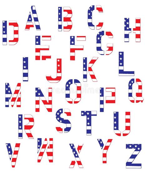Grunge American Flag Alphabet Vector Stock Vector Illustration Of