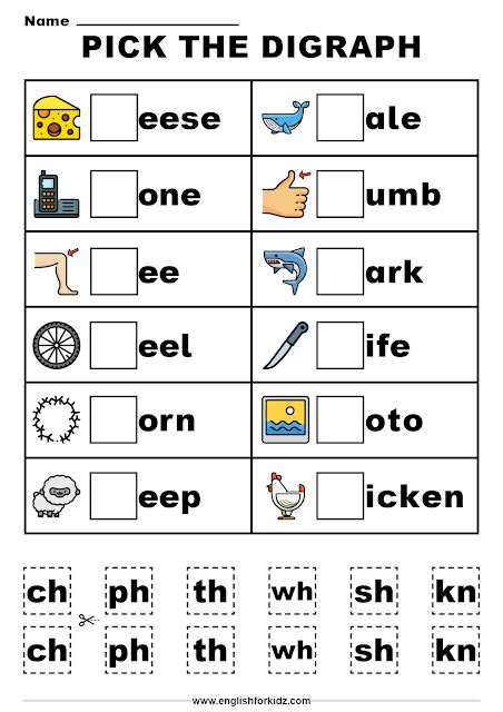 Consonant Digraphs Worksheets