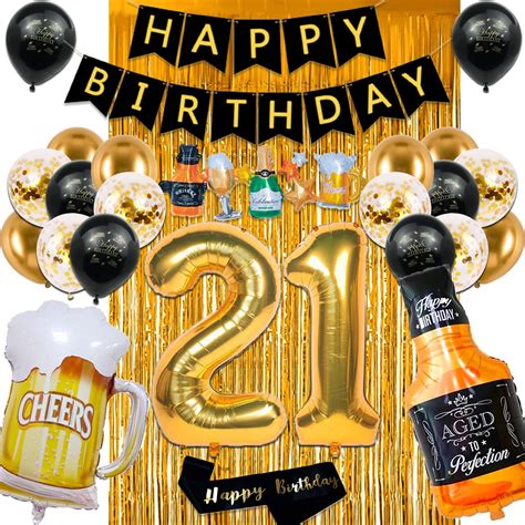 Buy 21st Birthday Decorations For Him Her Black And Gold 21 Birthday