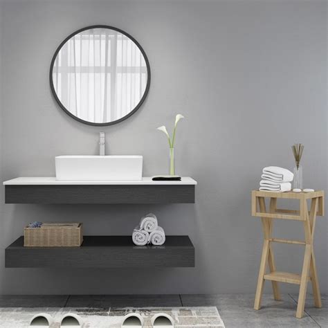 The bathroom has interesting retro elements: Luxury Modern 24"/35" Floating Wall-Mount Single Bathroom ...