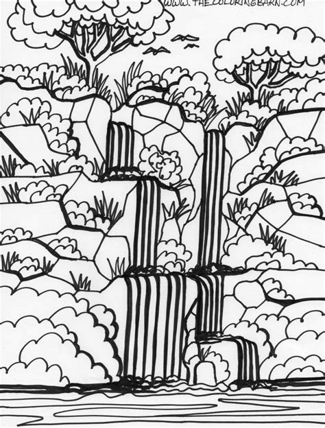Coloring Pages For Kids Waterfall Coloring Pages For Kids