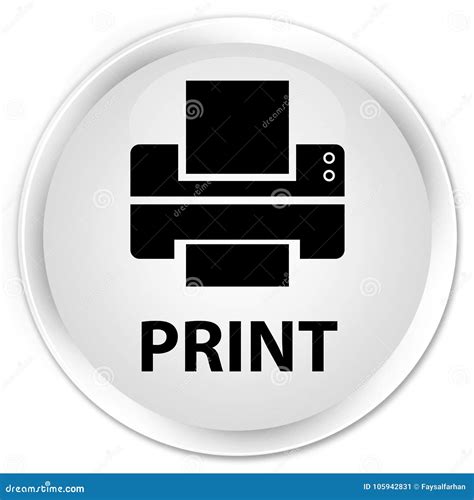 Print Printer Icon Premium White Round Button Stock Illustration