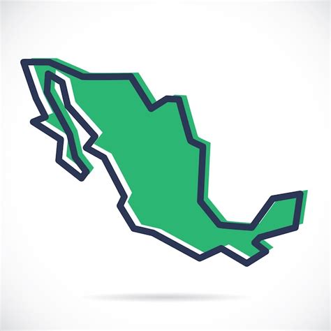 Mapa De Contorno Simple Estilizado De México Vector Premium