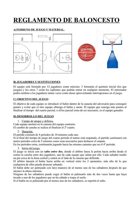 Reglamento De Baloncesto