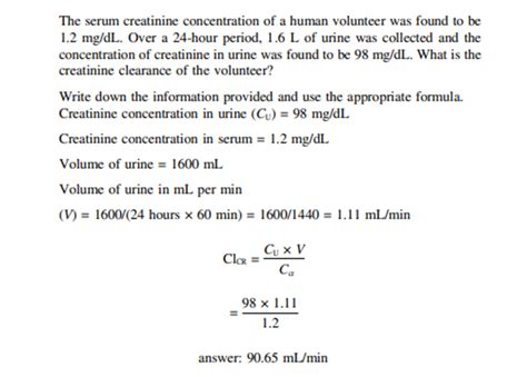 Creatinine Clearance Calculation Formula