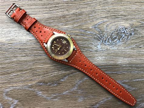 Full Bund Strap Handmade Leather Cuff Watch Band Leather Etsy Hong Kong