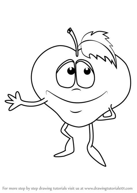 Step by step from sketch to drawing fruits, how to draw cherries with color pencils, kawaii drawings, how to draw a cute. Learn How to Draw a Cartoon Apple (Fruits for Kids) Step ...