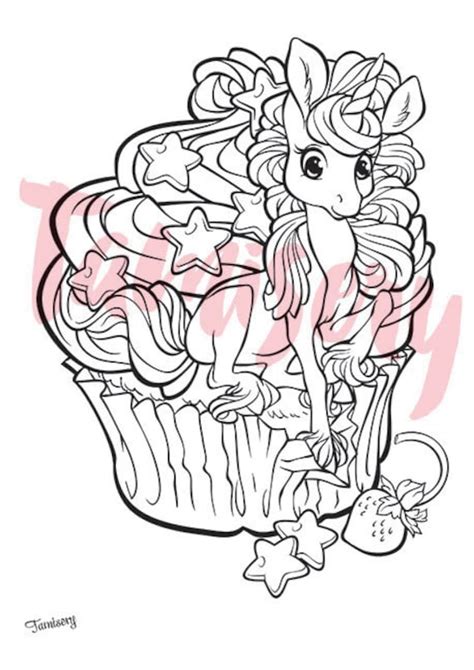 Cupcake Loving Unicorn 85x11 Printable Coloring Page Adult