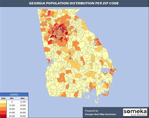 Georgia Zip Code Map And Population List In Excel