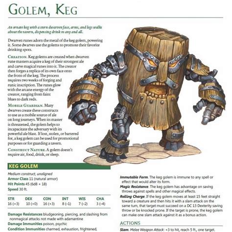 Monster Monday👹🏰🎲🐲 The Keg Golem🍺 These Medium Constructs Are Created