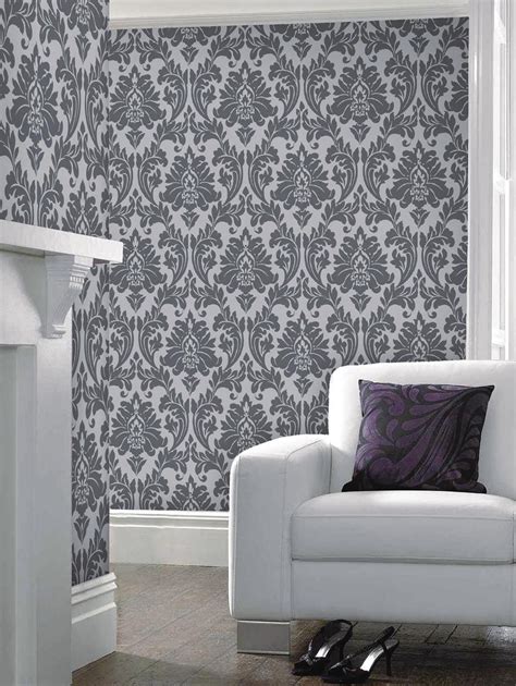 Chosen by interior experts and featuring styles to suit every space youre bound to find inspiration for your. Majestic Wallpaper - Grey | Grey wallpaper, Floral wallpaper bedroom, Grey wallpaper designs