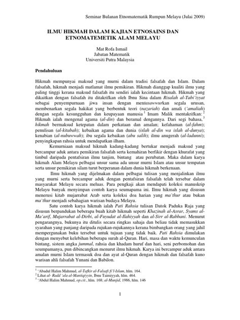 Kitab ala tajul muluk rujukan penceroboh. Ilmu Hikmah Dalam Kajian Etnosains Dan Etnomatemetik Alam ...