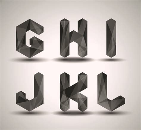 Alphabet letter Black Geometry vector set 03 free download