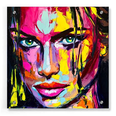 Epic Art Discern The Limits Of Darkness Acrylic Glass Wall Art Abstract Portrait Painting