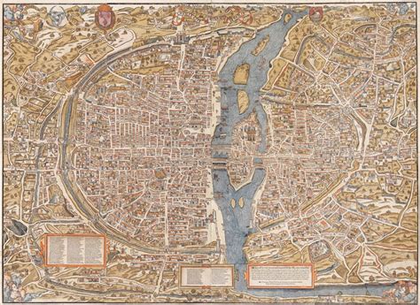 Old Map Of Paris 1550 Paris Map In 5 Sizes Up To Etsy