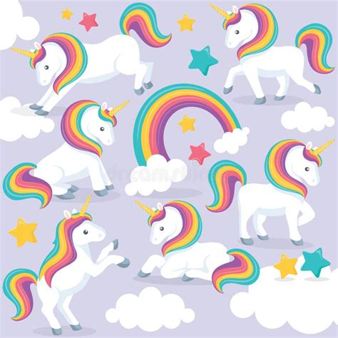 Colorful Magical Unicorns Stock Vector Illustration Of Design 265247835